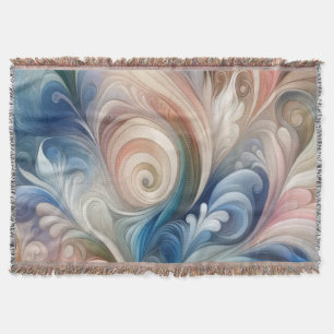 Manta Acuarela Fantasía Pastel Floral Azul & Crema