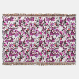 Manta Acuarela floral - Diseño abstracto rosa y blanco