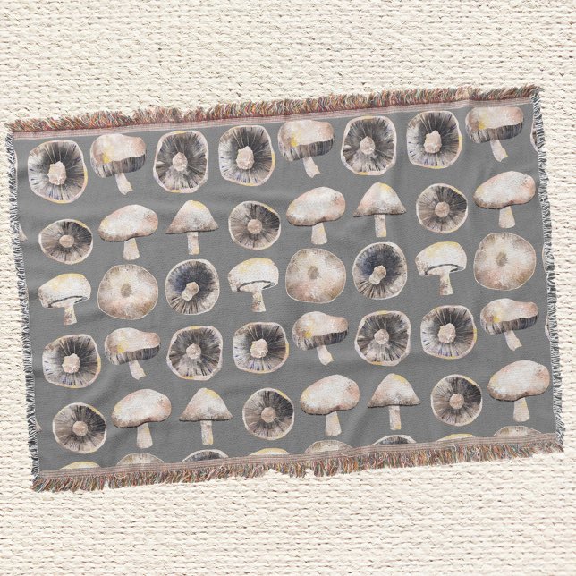 Manta Acuarela para hongos (Mushroom watercolor art throw blanket)