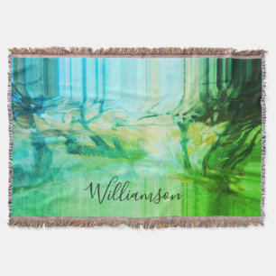 Manta Acuarela personalizada verde azul cian abstracto n