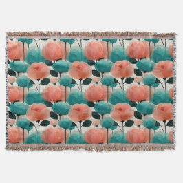 Manta Acuarela Vintage Floral Rosa y Verde