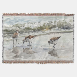 Manta Acuarelas de Arte de la Playa de Sandpipers