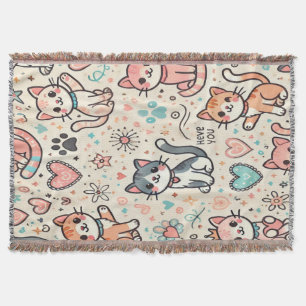 Manta Adorable de Gatos Kawaii – Acogedora y Linda