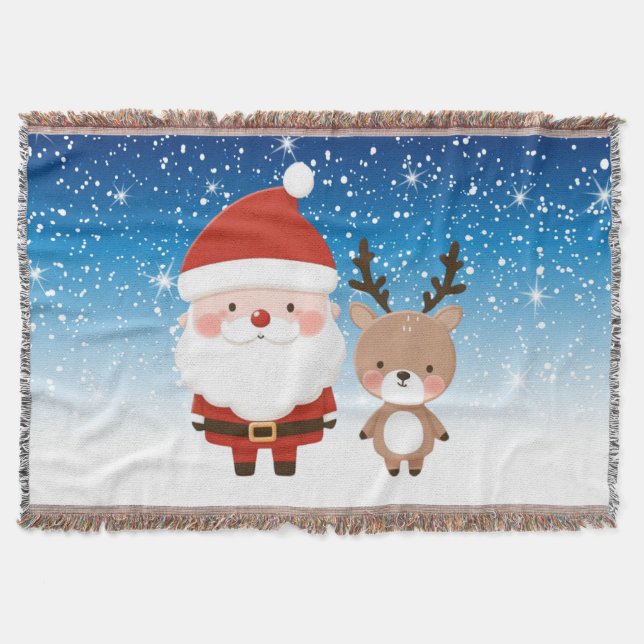 Manta Adorable Santa de Navidad y Reno (Anverso)