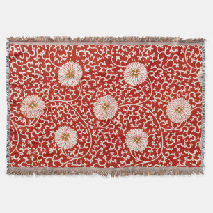 Manta Adorno chino rojo blanco floral de Owen Jones