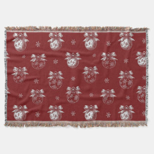 Manta Adorno Navideño Rojo y Blanco Toile De Jouy