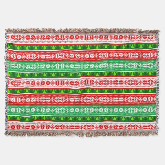 MANTA ADORNOS DE NAVIDAD DISEÑO ROJO BLANCO VERDE (Anverso)