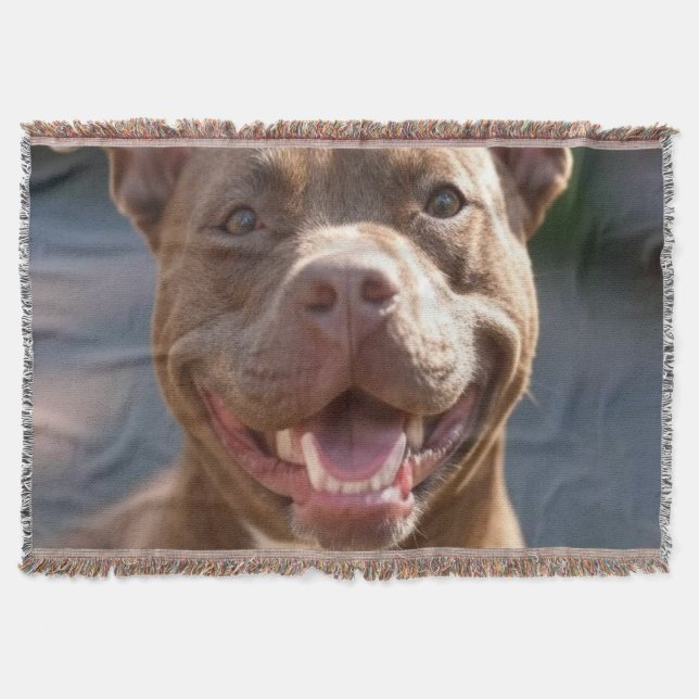 Manta Agregar foto de Pit Bull personalizada (Anverso)
