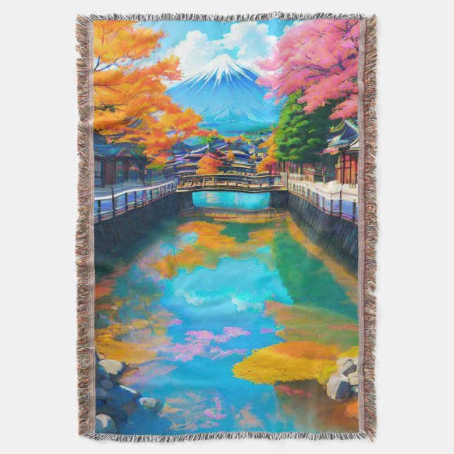 Manta Aguas tranquilas: Reflexión del monte Fuji (Frente vertical)