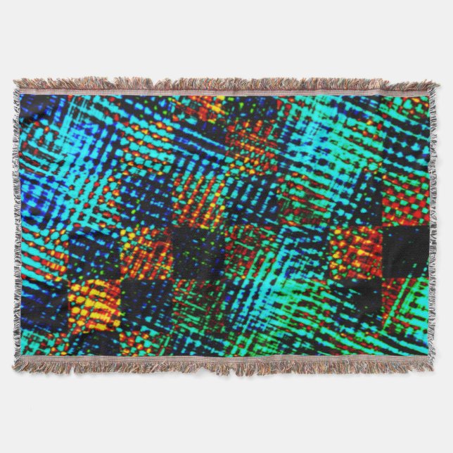 Manta Ajedrez azul, arañazos verdes, mancha sucia roja f (Anverso)