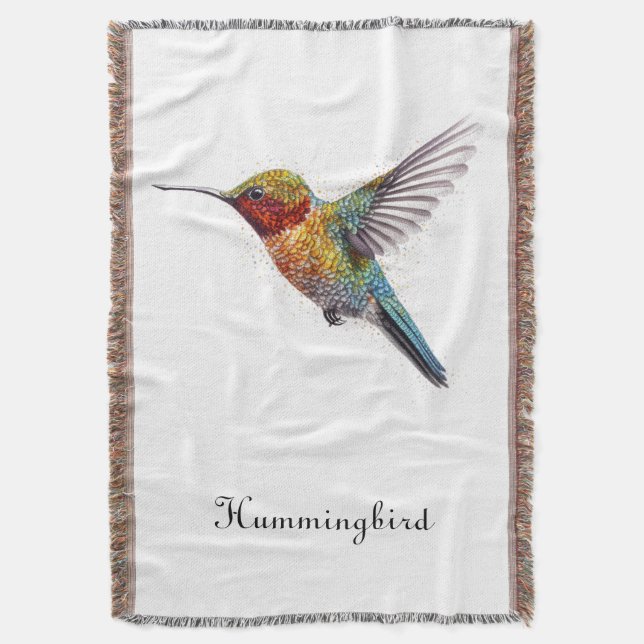Manta Alas arcoiris: Vibrante Hummingbird Art, personali (Frente vertical)