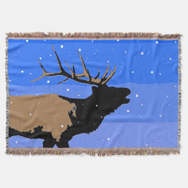 Manta Alce Bugling en Invierno - Arte de Vida Silvestre  (Anverso)