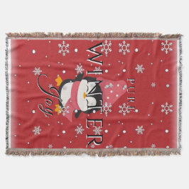 Manta Alegría pura de invierno con pingüino y nieve