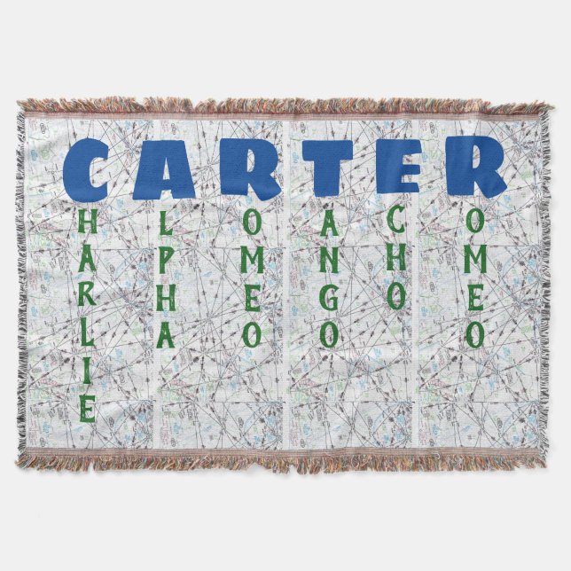 Manta Alfabeto fonético personalizado mapa de la (Anverso)