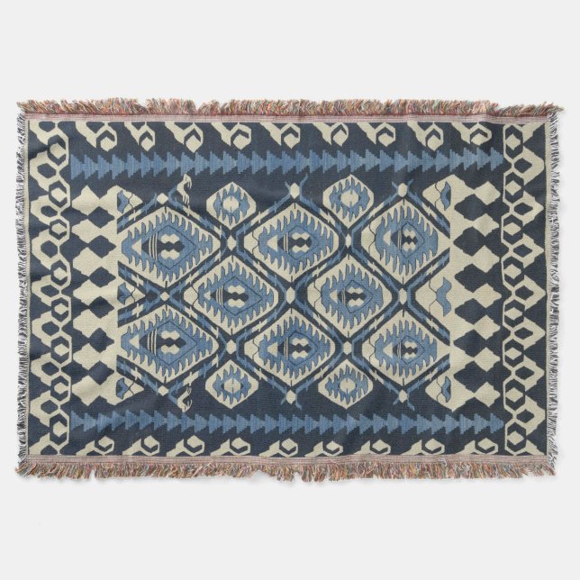Manta Alfombra azul persa turca oriental (Anverso)
