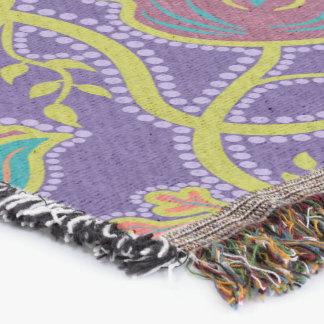 Manta Alfombra Exterior de Flores de Chintz Purpura y Ch