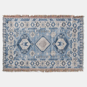 Manta Alfombra Kilim Azul Antiguo Oriental