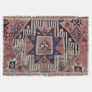 Manta Alfombra Kilim Azul Antiguo Oriental Rojo