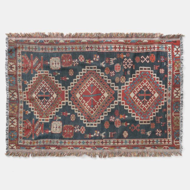Manta Alfombra Oriental Antigua Persa Turca Karbistan (Anverso)