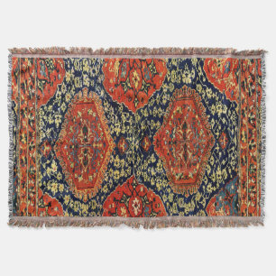Manta Alfombra oriental en azul y naranja