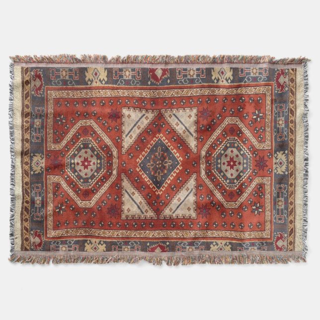Manta Alfombra roja persa turca oriental (Anverso)