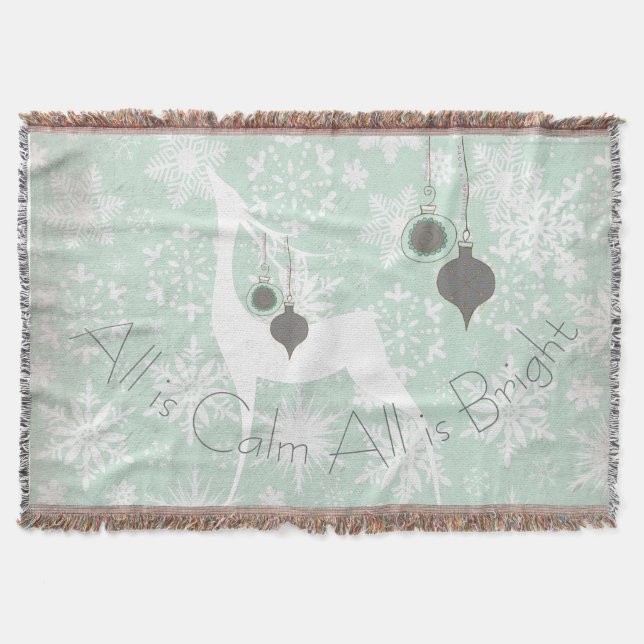 Manta All is Calm All is Bright Deer Holiday Throw (Anverso)
