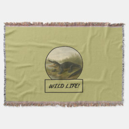 Manta Alligator Dark Khaki Throw Blanket