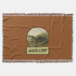 Manta Alligator Saddle Brown Throw Blanket