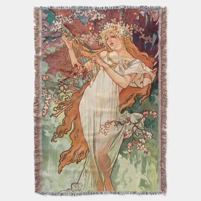 Manta Alphonse Mucha, Las Estaciones (1896) Primavera (Frente vertical)