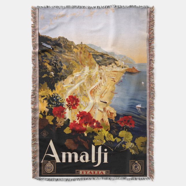Manta Amalfi Italia Viaje Afiche Arte Gráfico (Frente vertical)
