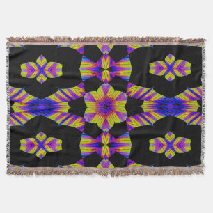 Manta Amarillo, rosa y azul Lotus en negro