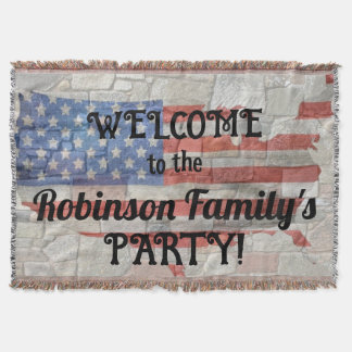 Manta American Patriotic Map Flag Wall Calligraphy Texto