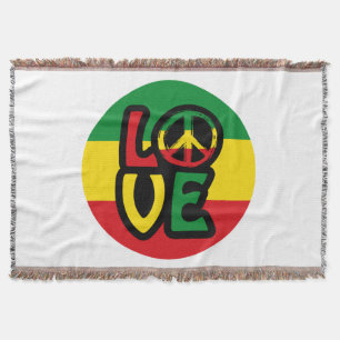 Manta AMOR con símbolo de paz, estilo reggae