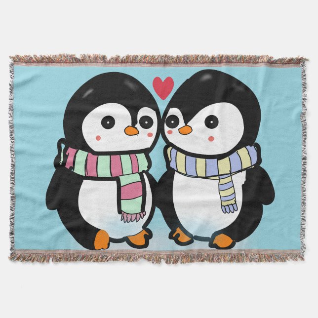 Manta Amor de pingüino de invierno personalizado (Anverso)