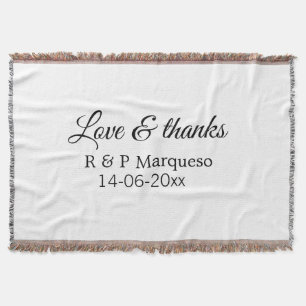 Manta Amor & gracias agregar nombre de la pareja boda ag