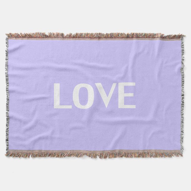 Manta "amor" letras blancas fondo de lila lavanda - (Anverso)