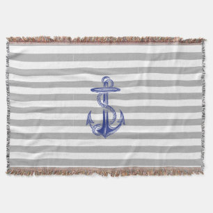 Manta Anclaje azul Gris Banda blanca Tirada