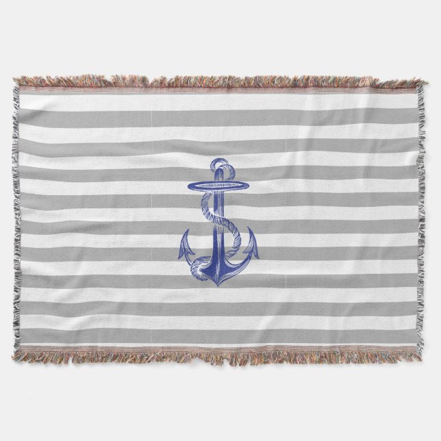 Manta Anclaje azul Gris Banda blanca Tirada (Anverso)