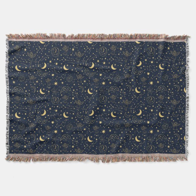 Manta Ángeles Celestiales Dorados y Constelación (Anverso)
