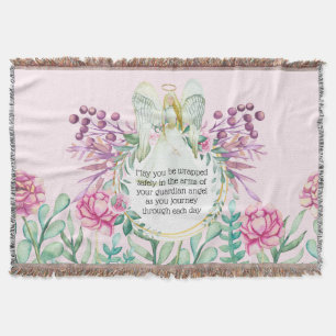 Manta Ángulos blancos alas de peonía rosada floral flo