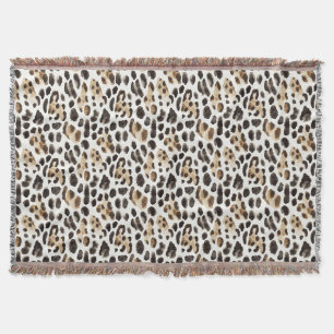 Manta Animal Leopardo Marrón Negro Crema