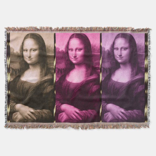 Manta Animal Mona Lisa Imprimir Chocolate Púrpura Rosa (Anverso)
