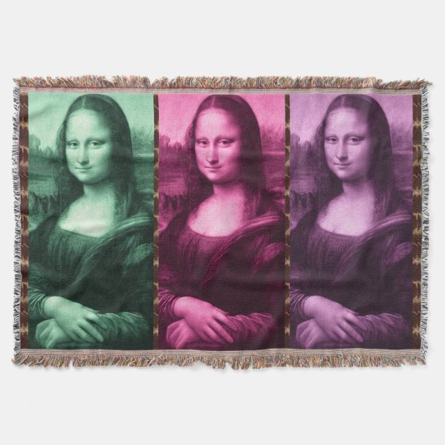 Manta Animal Mona Lisa Imprimir púrpura rosa verde (Anverso)