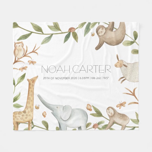 Manta animal safari personalizada para los niños (Frente (Horizontal))