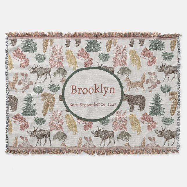 Manta Animales de Woodland: Bebés, zorros, búho (Anverso)