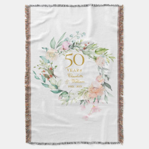 Manta Aniversario de bodas de oro con guirnalda floral