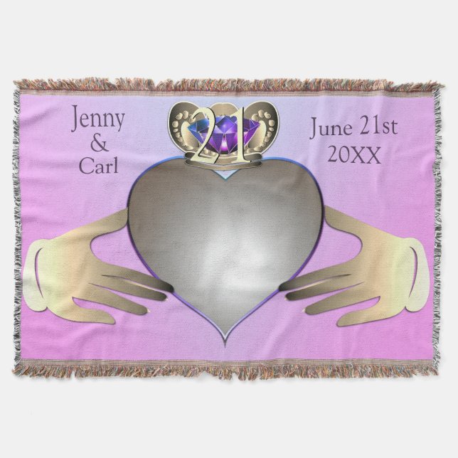 Manta Aniversario De La Boda 21/Personalizada Claddaugh  (Anverso)