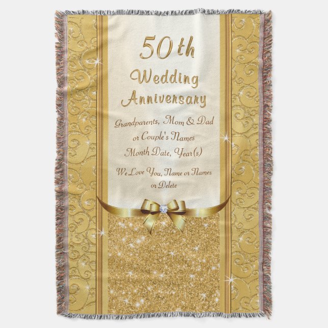 Manta Aniversario del 50° aniversario Boda personalizado (Frente vertical)