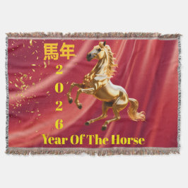 Manta Año Nuevo Chino festivo personalizado rojo y dorad