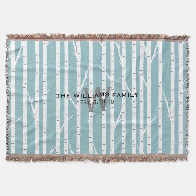 Manta Arbol de aves Monogramado Throw Blanket (Anverso)